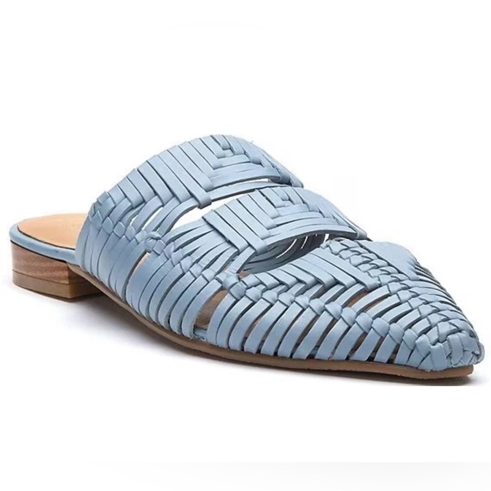 MATISSE East End Woven Blue Leather Strappy Pointed Toe Mules Size 9